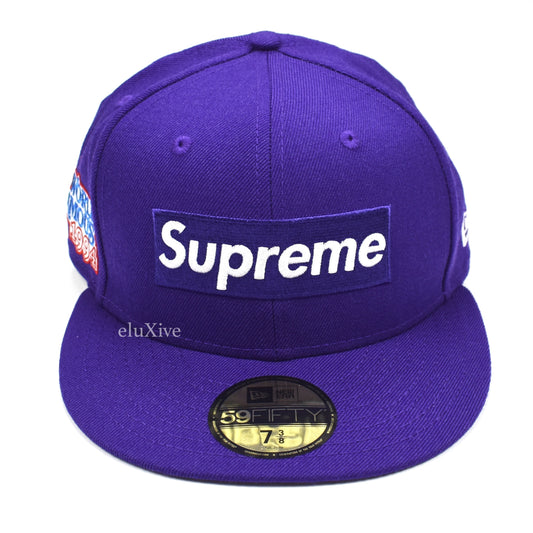 Supreme x New Era - World Famous Box Logo Fitted Hat (Purple)