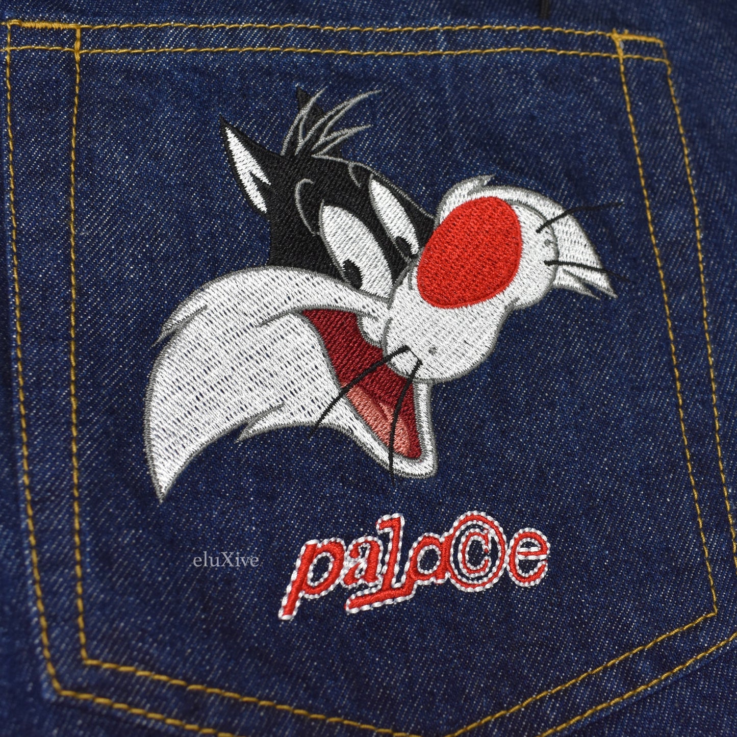 Palace x Loony Tunes - Tweety-P Logo Embroidered Denim Jeams