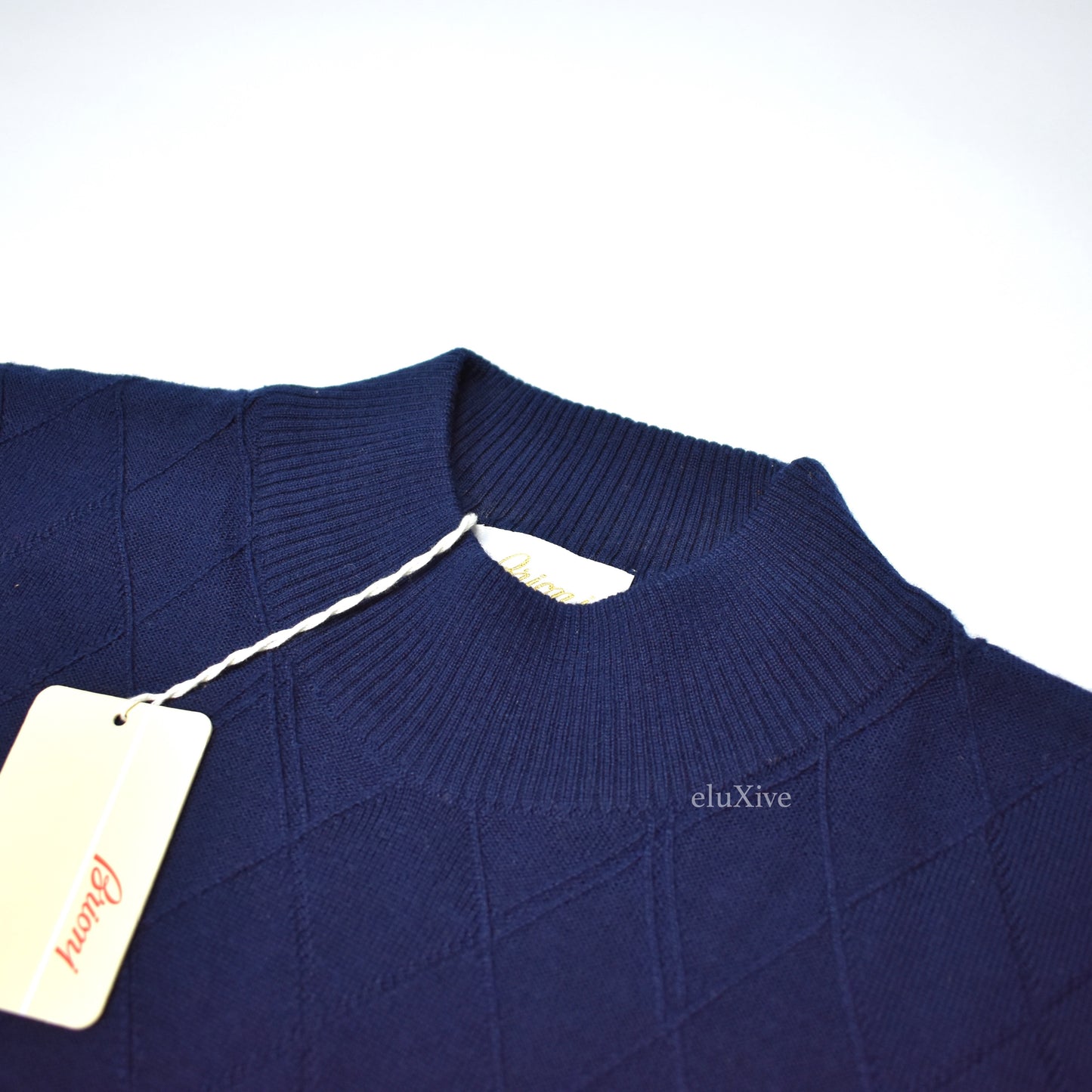 Brioni - Navy Diamond Knit Wool Sweater