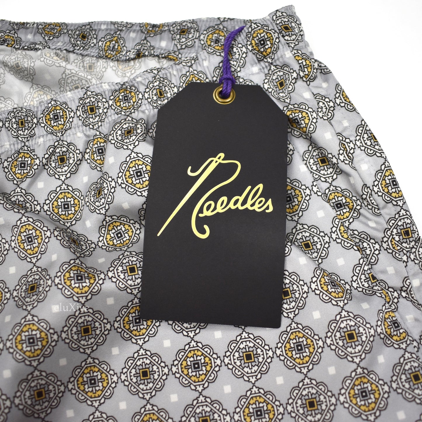 Needles - Gray Foulard Print Nylon Warm-Up Shorts