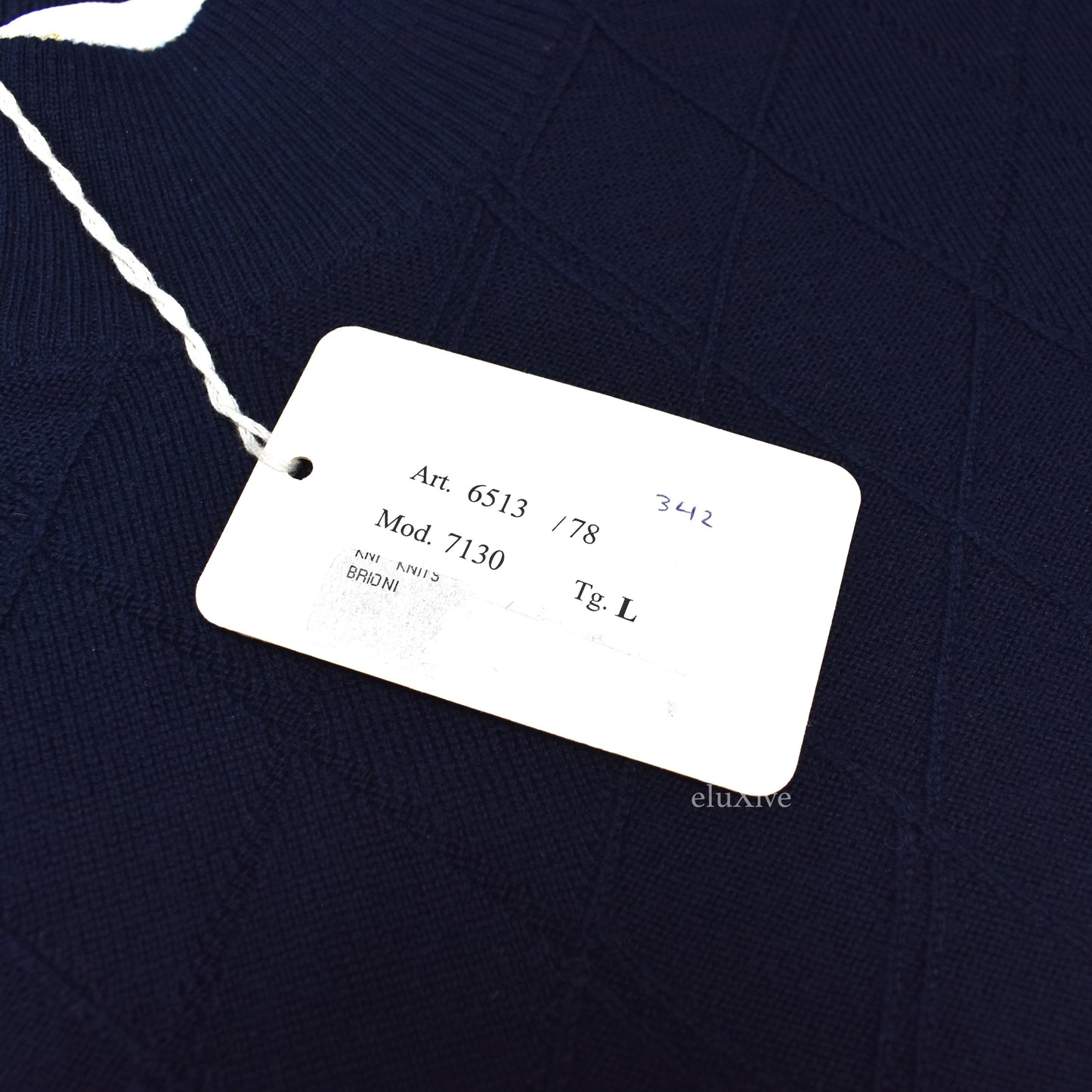 Brioni - Navy Diamond Knit Wool Sweater