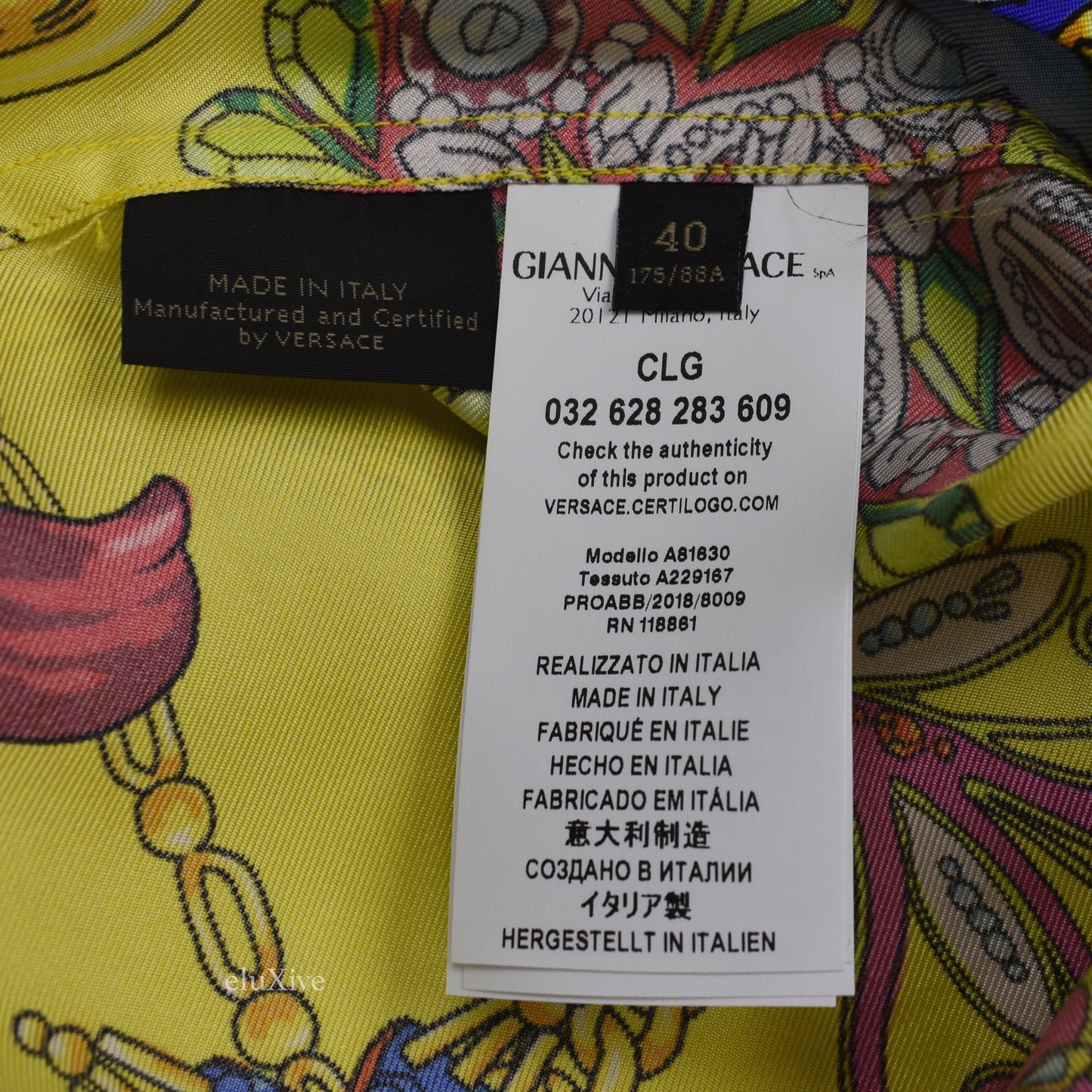 Versace - Yellow Medusa Logo Jewelry Print Silk Shirt