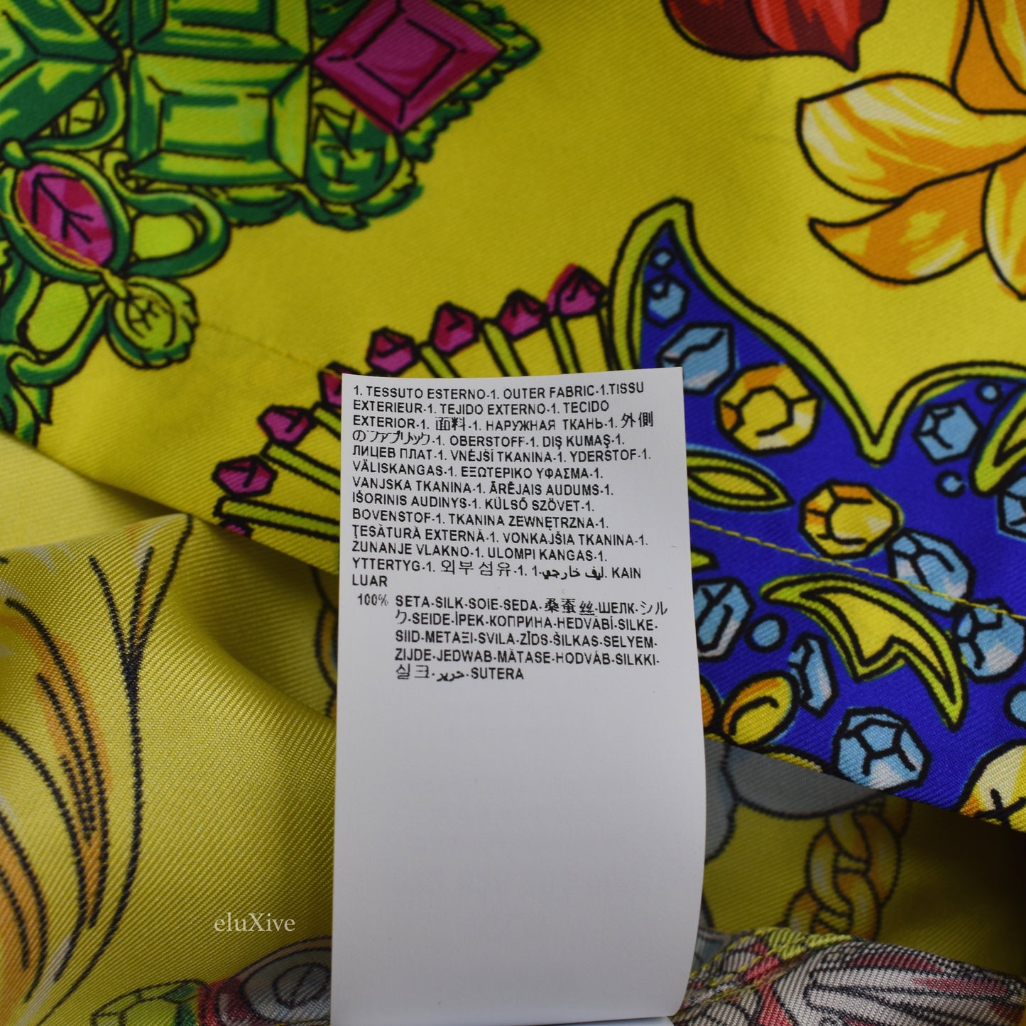 Versace - Yellow Medusa Logo Jewelry Print Silk Shirt