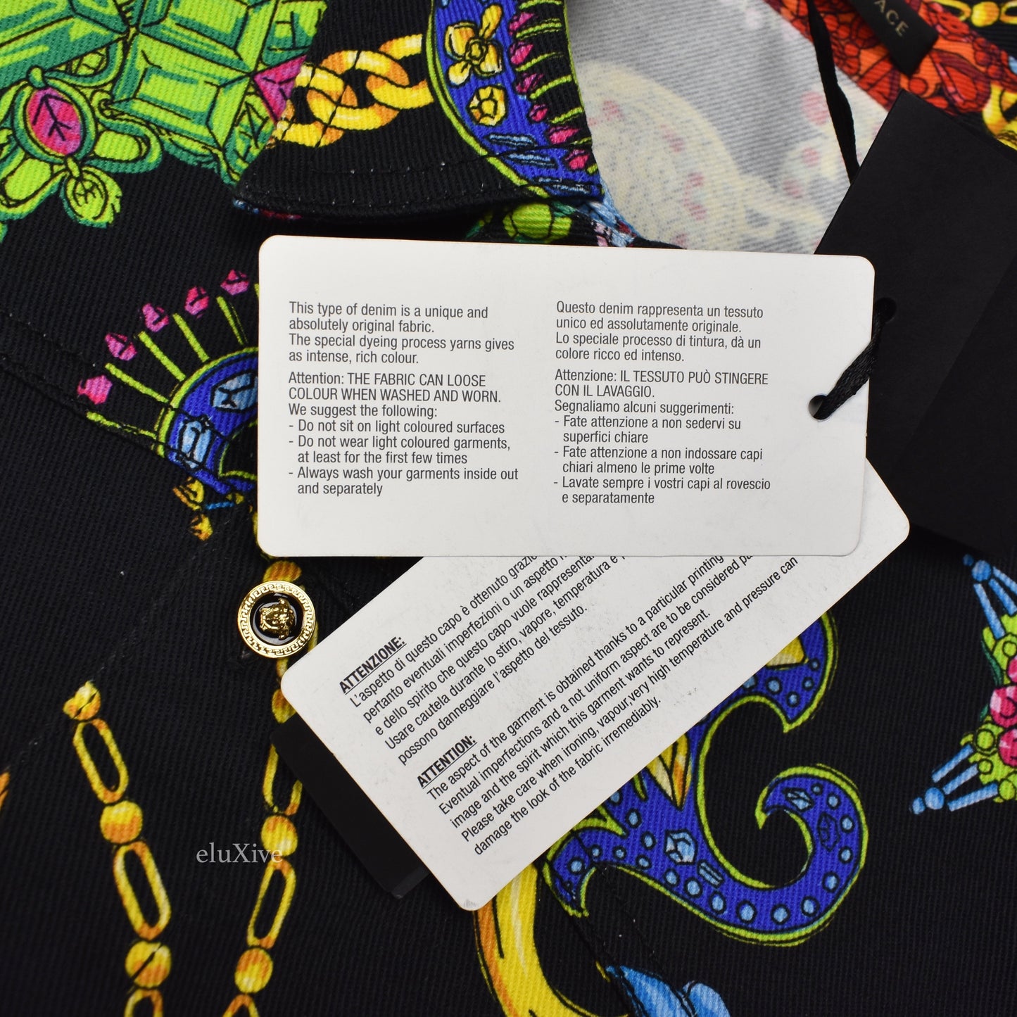 Versace - Black Medusa Logo Jewelry Print Denim Shirt