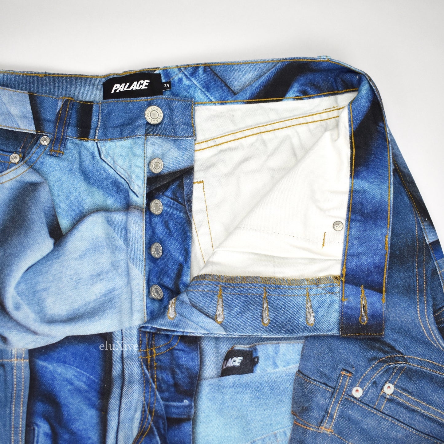 Palace - Double Denim Allover Print Jeans
