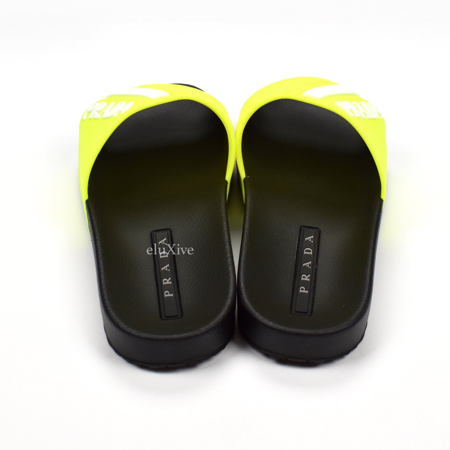 Prada - Black & Neon Yellow Logo Slides