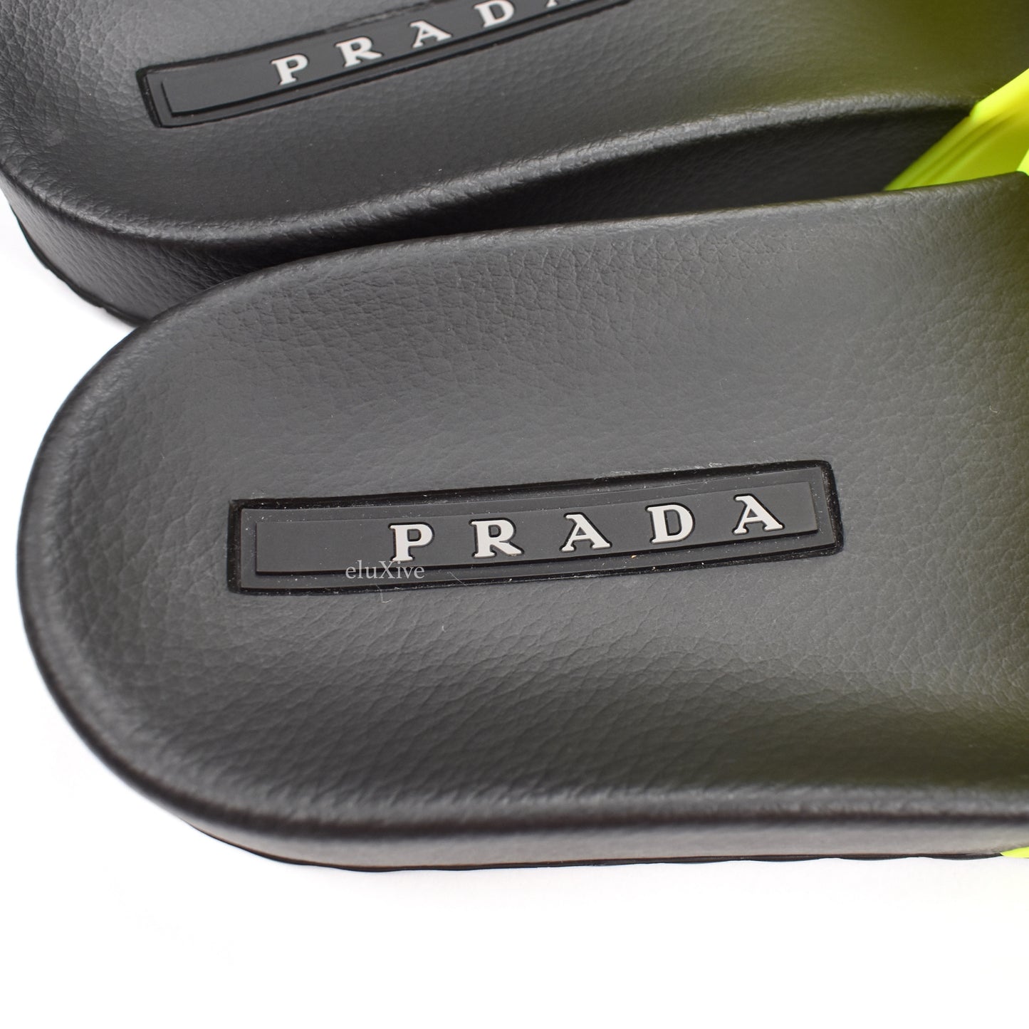 Prada - Black & Neon Yellow Logo Slides