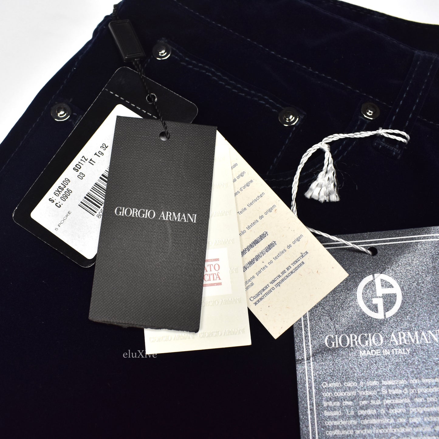 Giorgio Armani x Bugatti - Navy Velvet 5-Pocket Pants