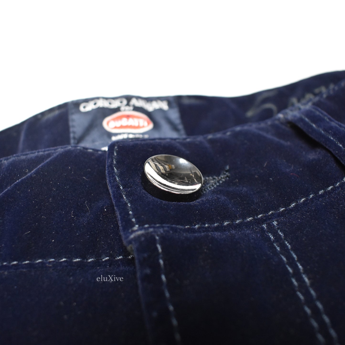 Giorgio Armani x Bugatti - Navy Velvet 5-Pocket Pants