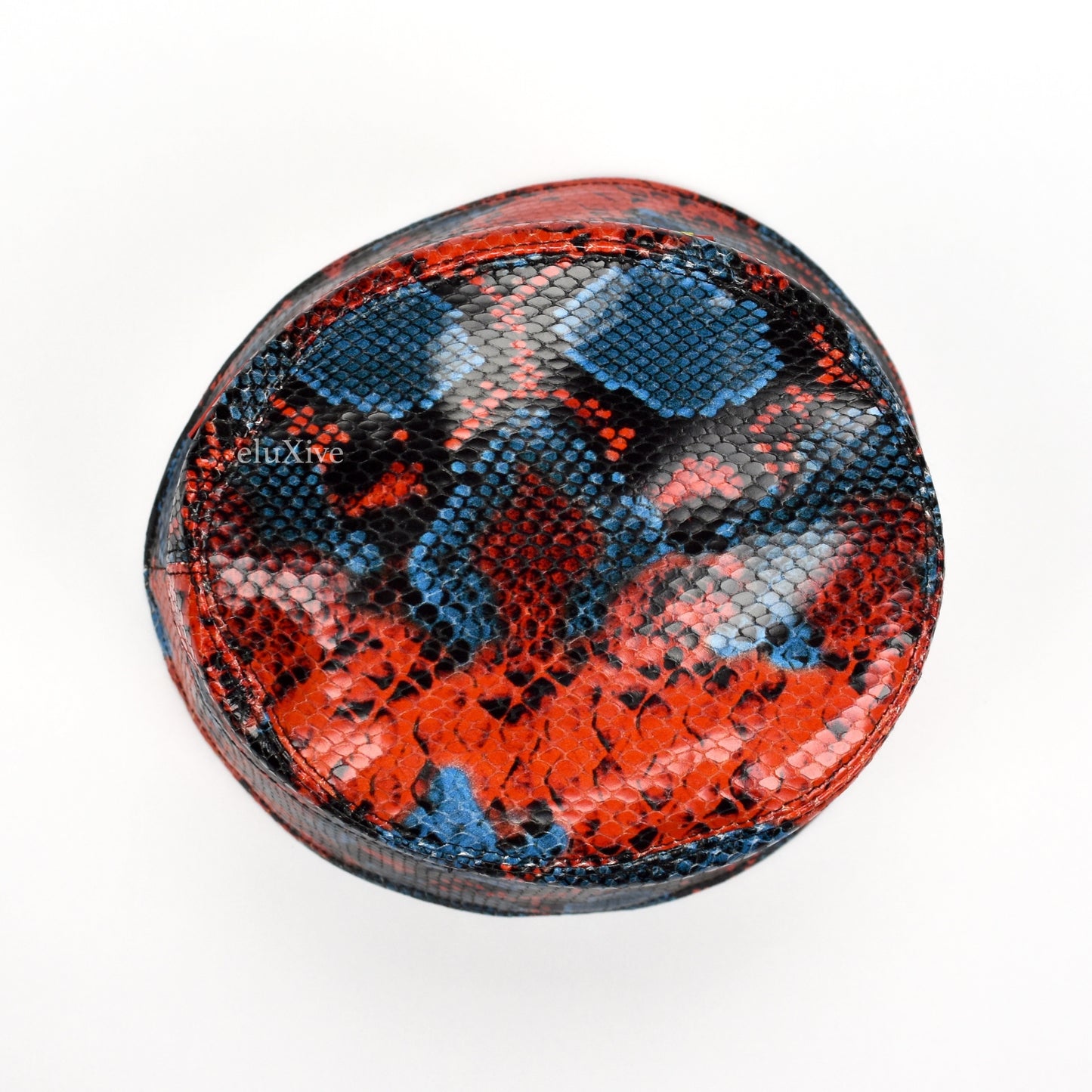 Versace - Red & Blue Snake Print Leather Bucket Hat