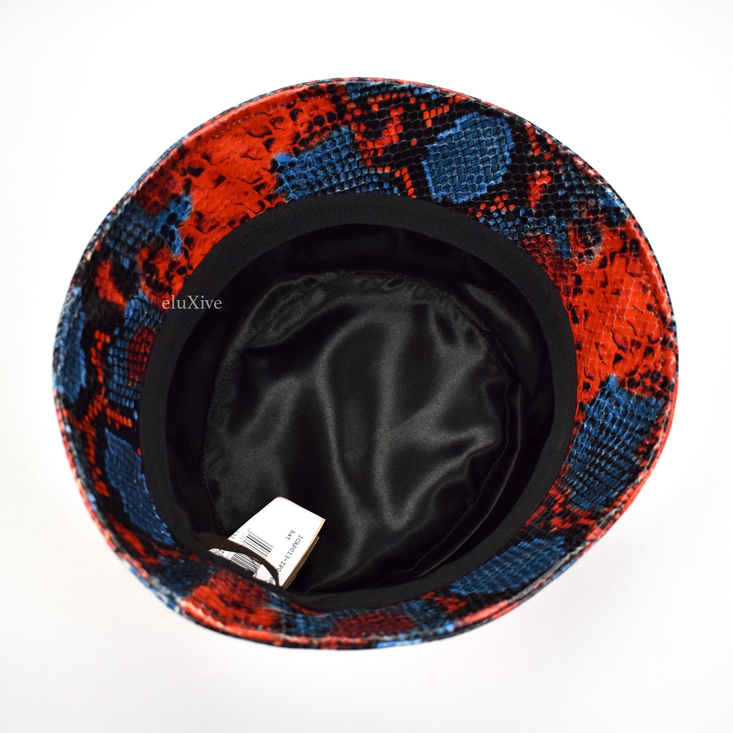 Versace - Red & Blue Snake Print Leather Bucket Hat