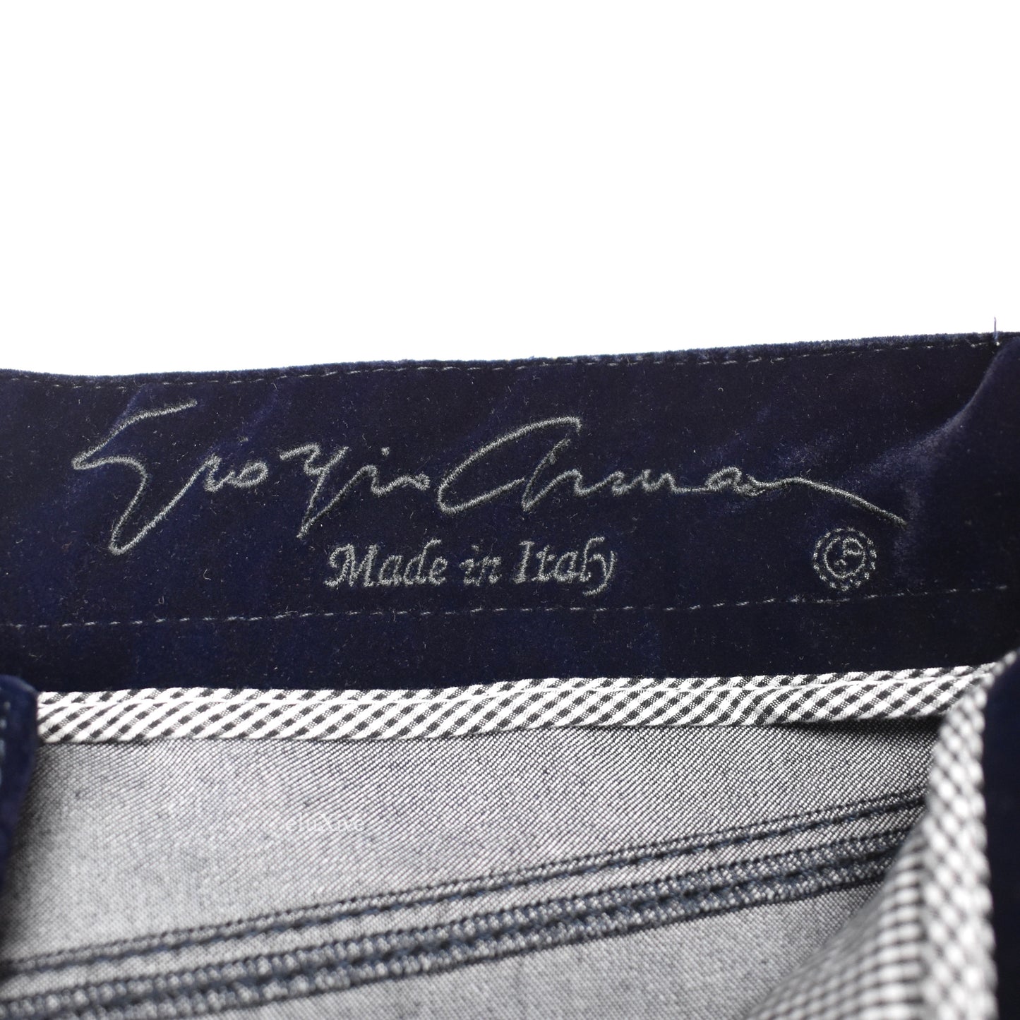 Giorgio Armani x Bugatti - Navy Velvet 5-Pocket Pants