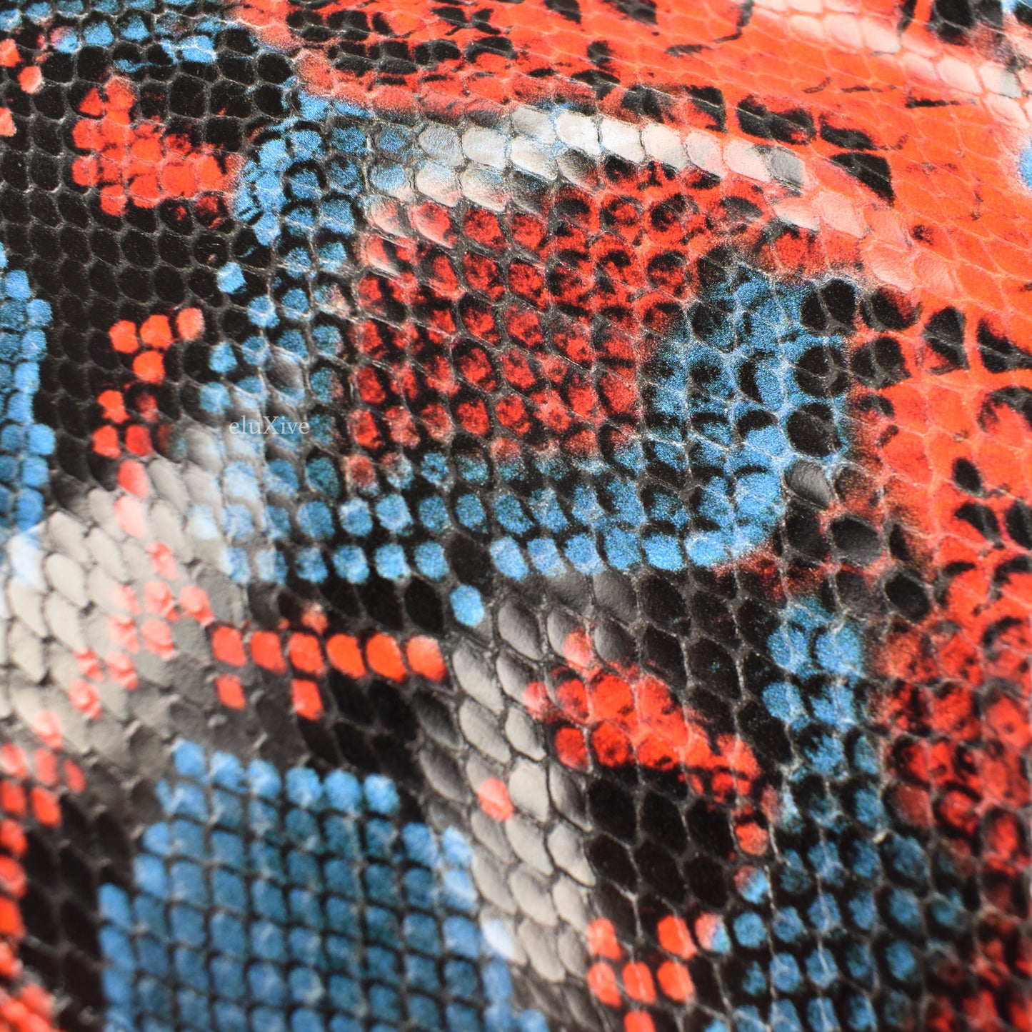 Versace - Red & Blue Snake Print Leather Bucket Hat