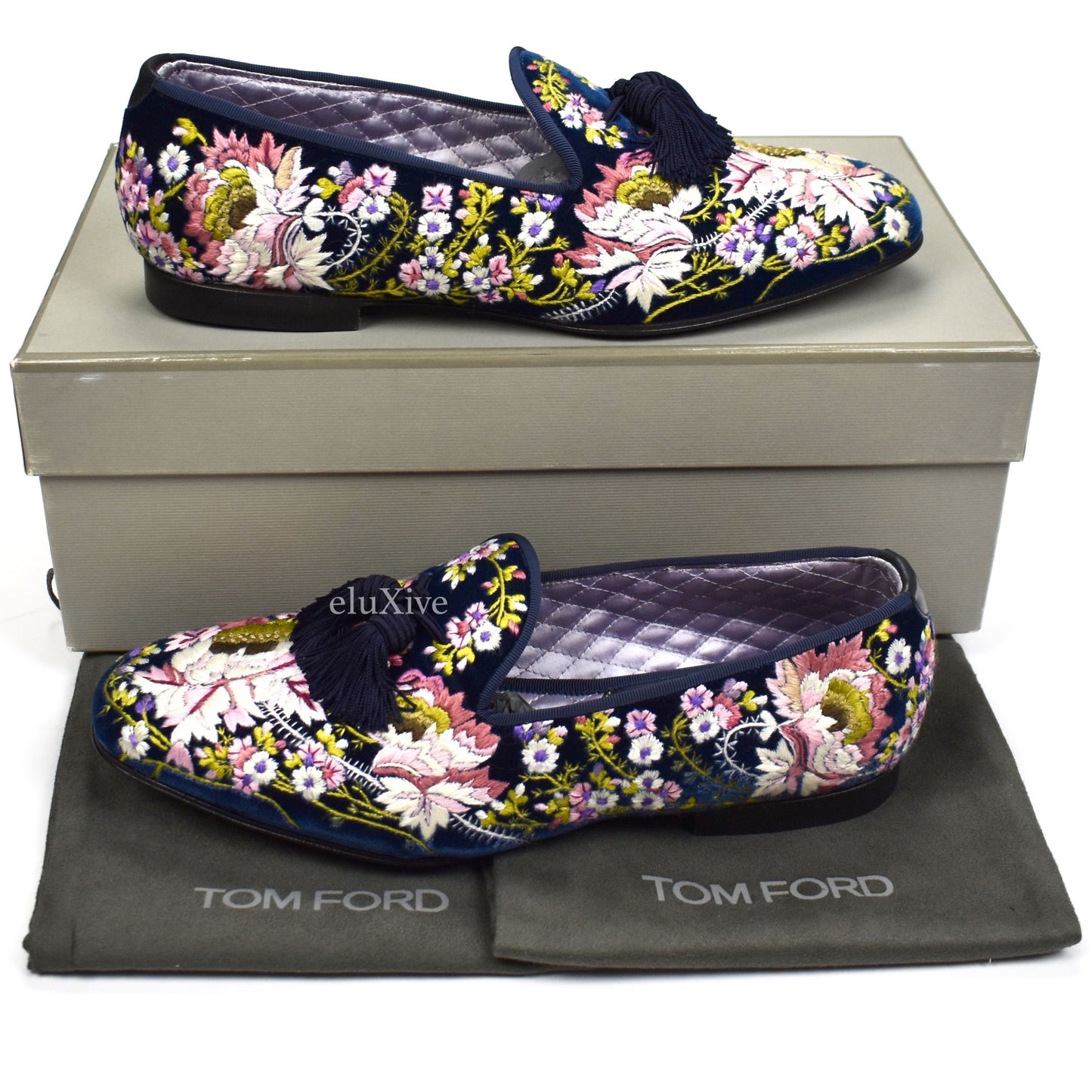 Tom Ford - Hand Embroidered Floral Velvet Loafers