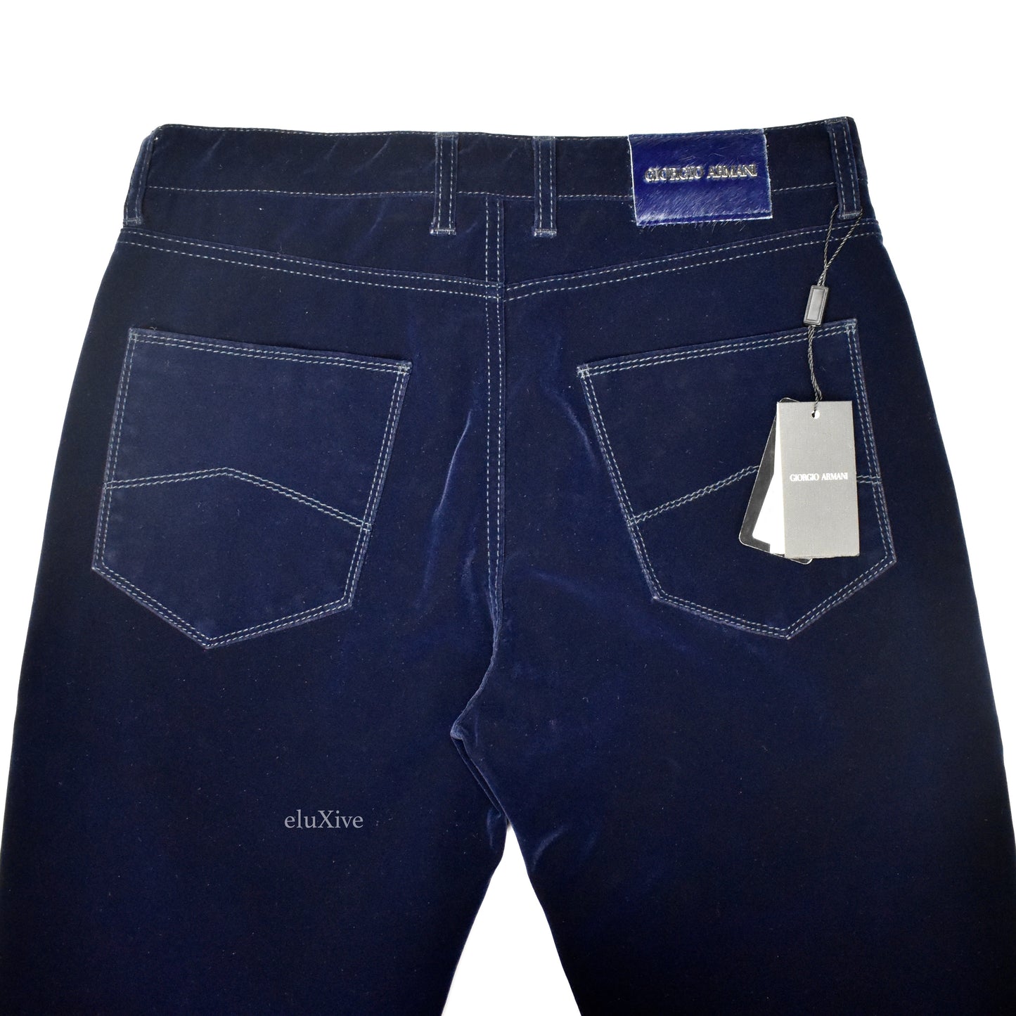 Giorgio Armani x Bugatti - Navy Velvet 5-Pocket Pants