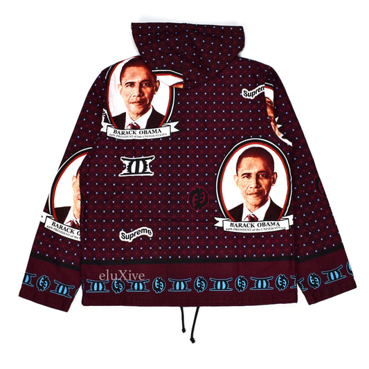 Supreme - Maroon Obama Print Anorak
