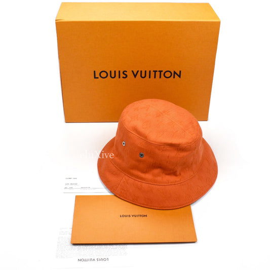 Louis Vuitton - Monogram Denim Woven Bucket Hat (Orange)