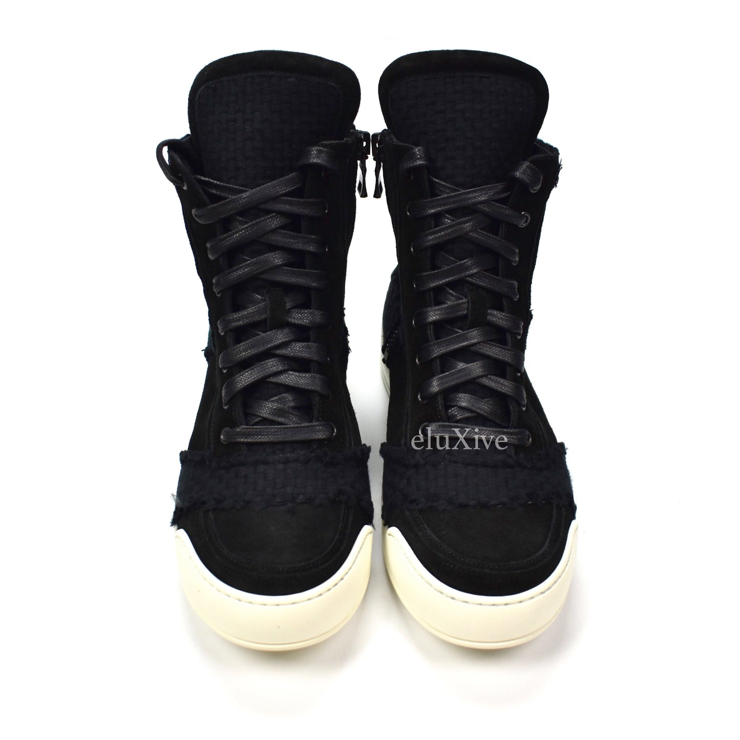 Balmain - FW13 Black Basket Woven Suede Sneakers