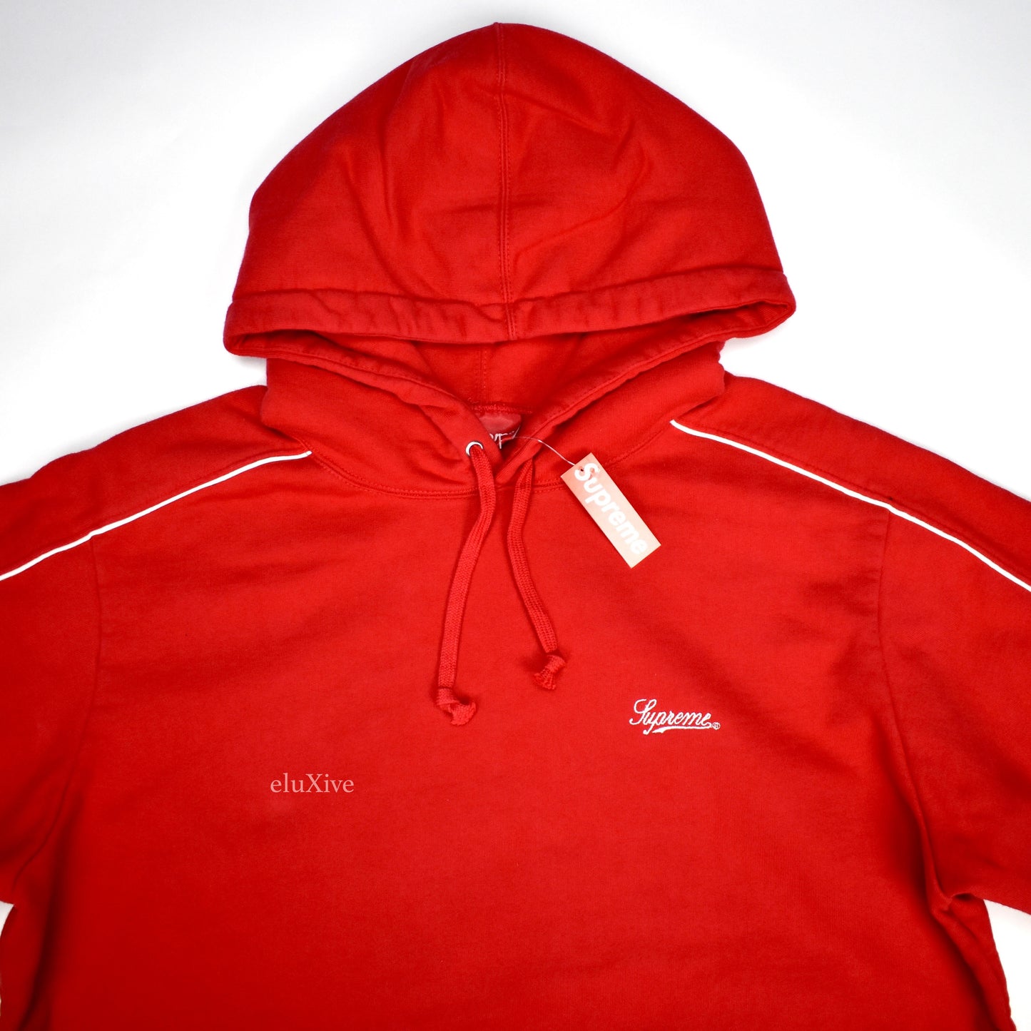 Supreme - Red Piping Script Logo Hoodie