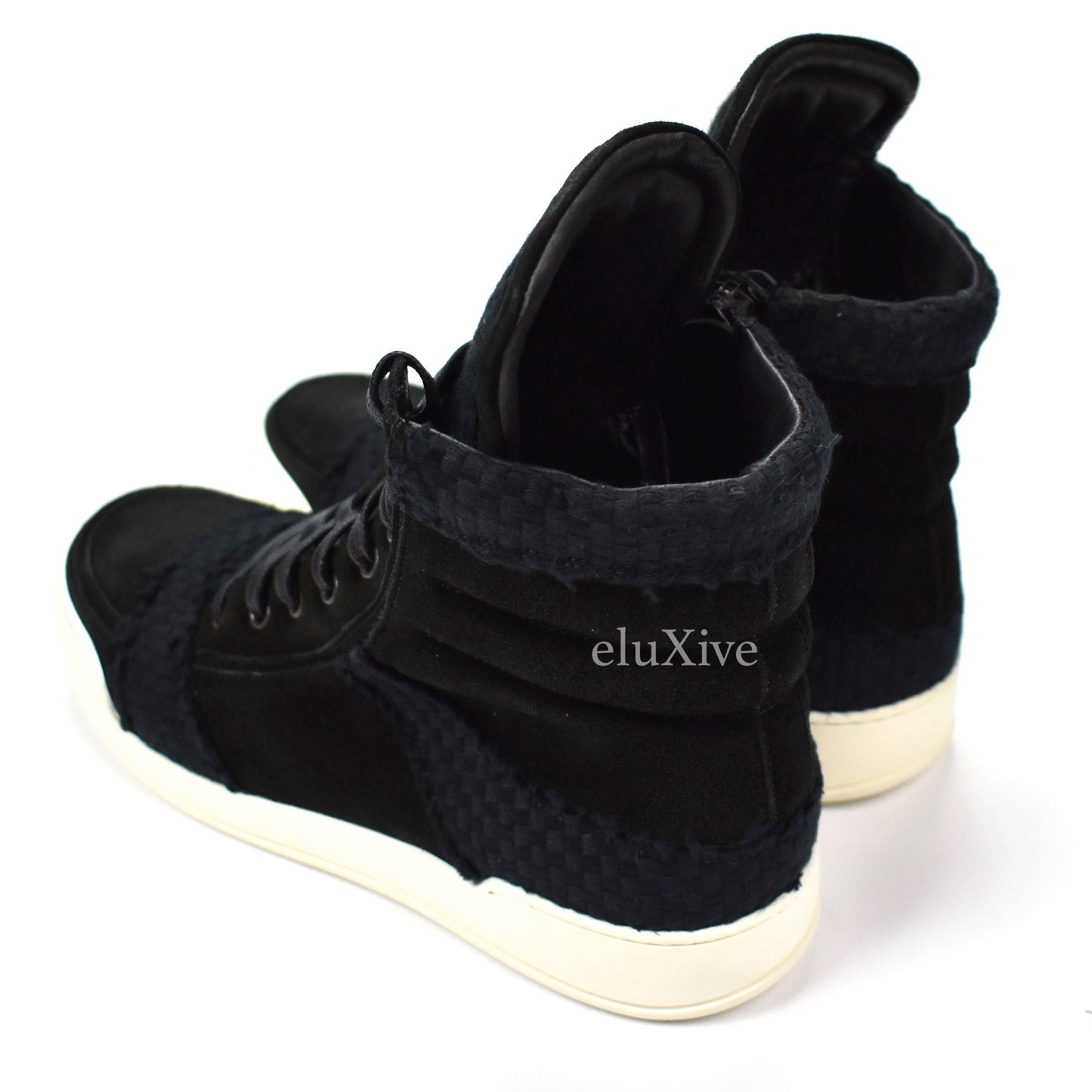 Balmain - FW13 Black Basket Woven Suede Sneakers