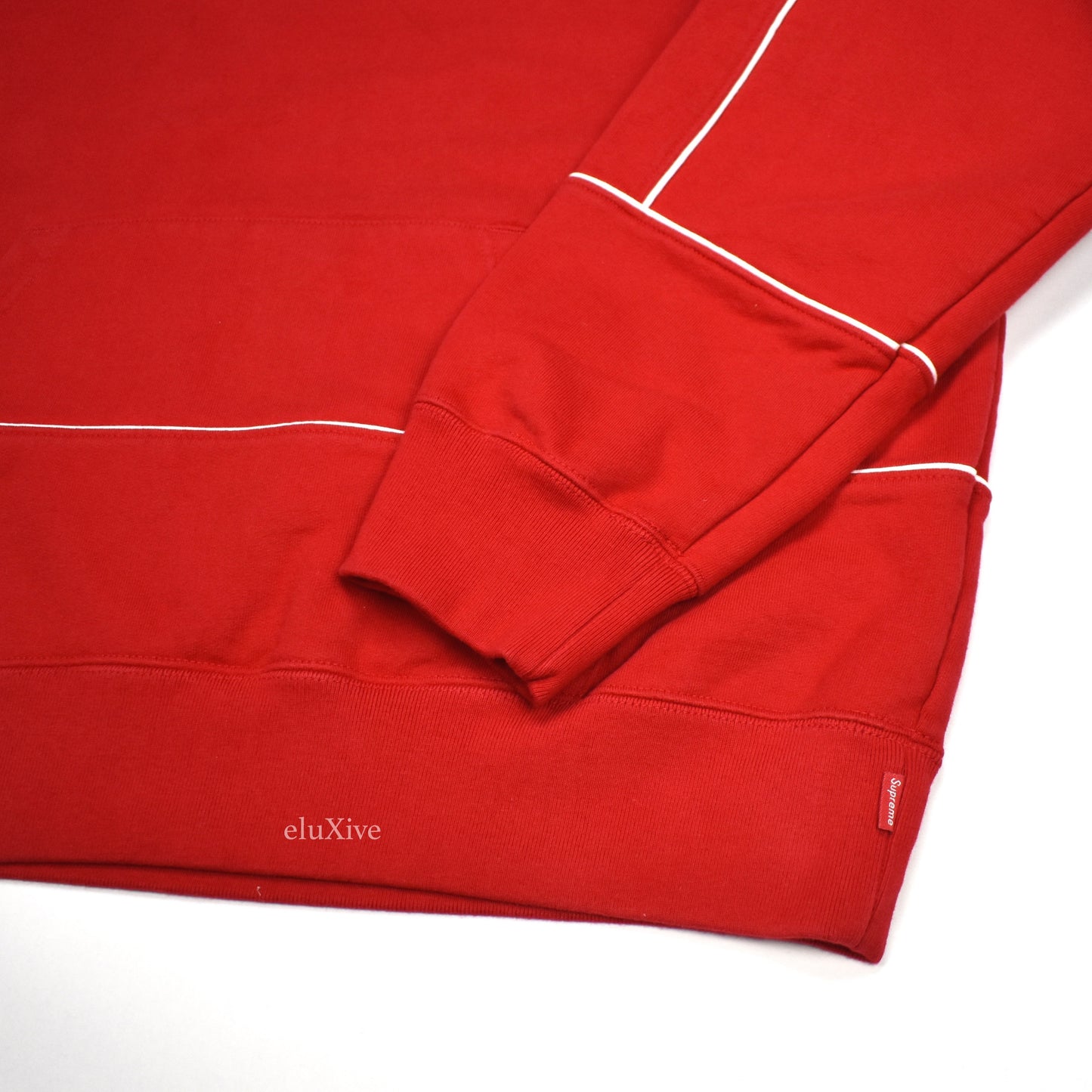 Supreme - Red Piping Script Logo Hoodie