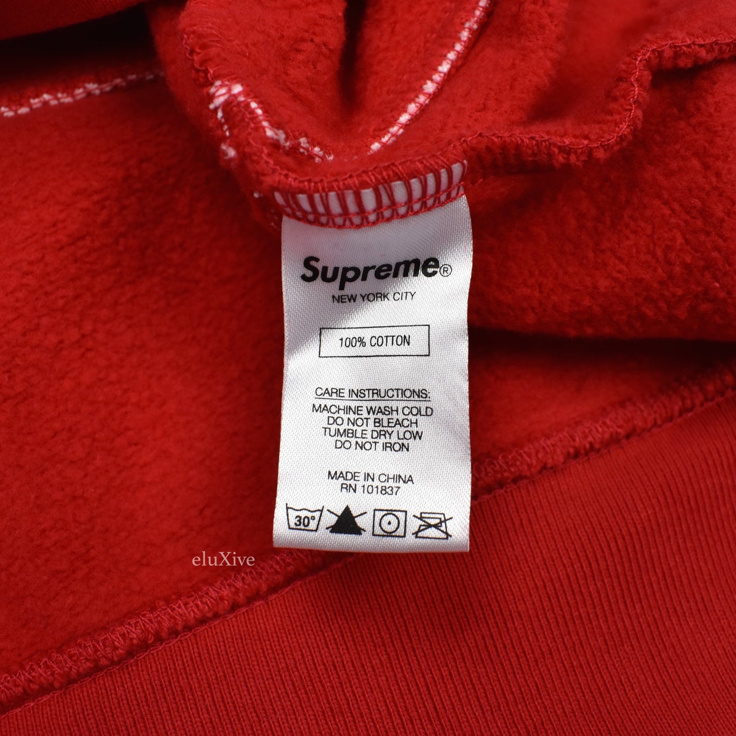 Supreme - Red Piping Script Logo Hoodie