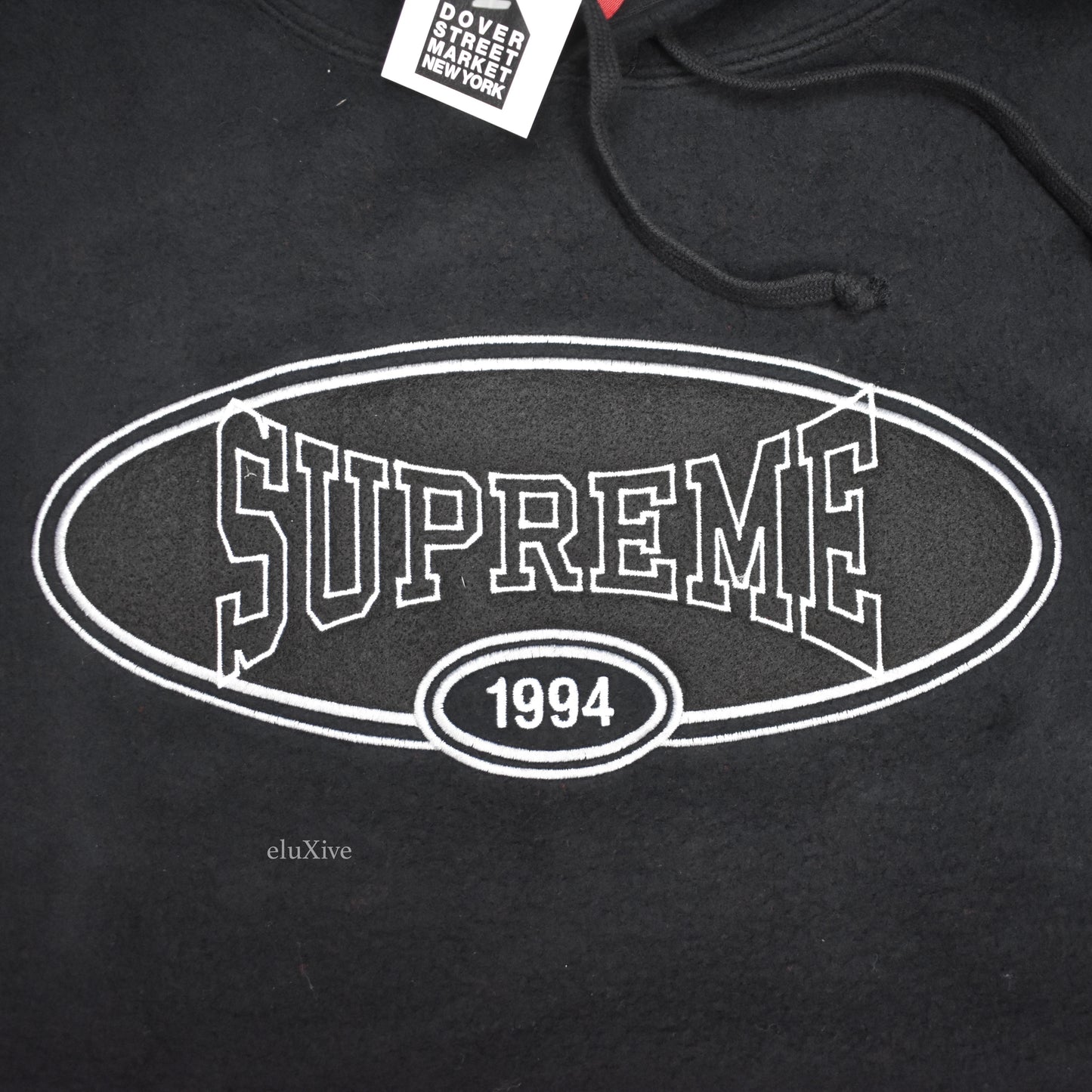 Supreme - Black Reverse Fleece Logo Hoodie