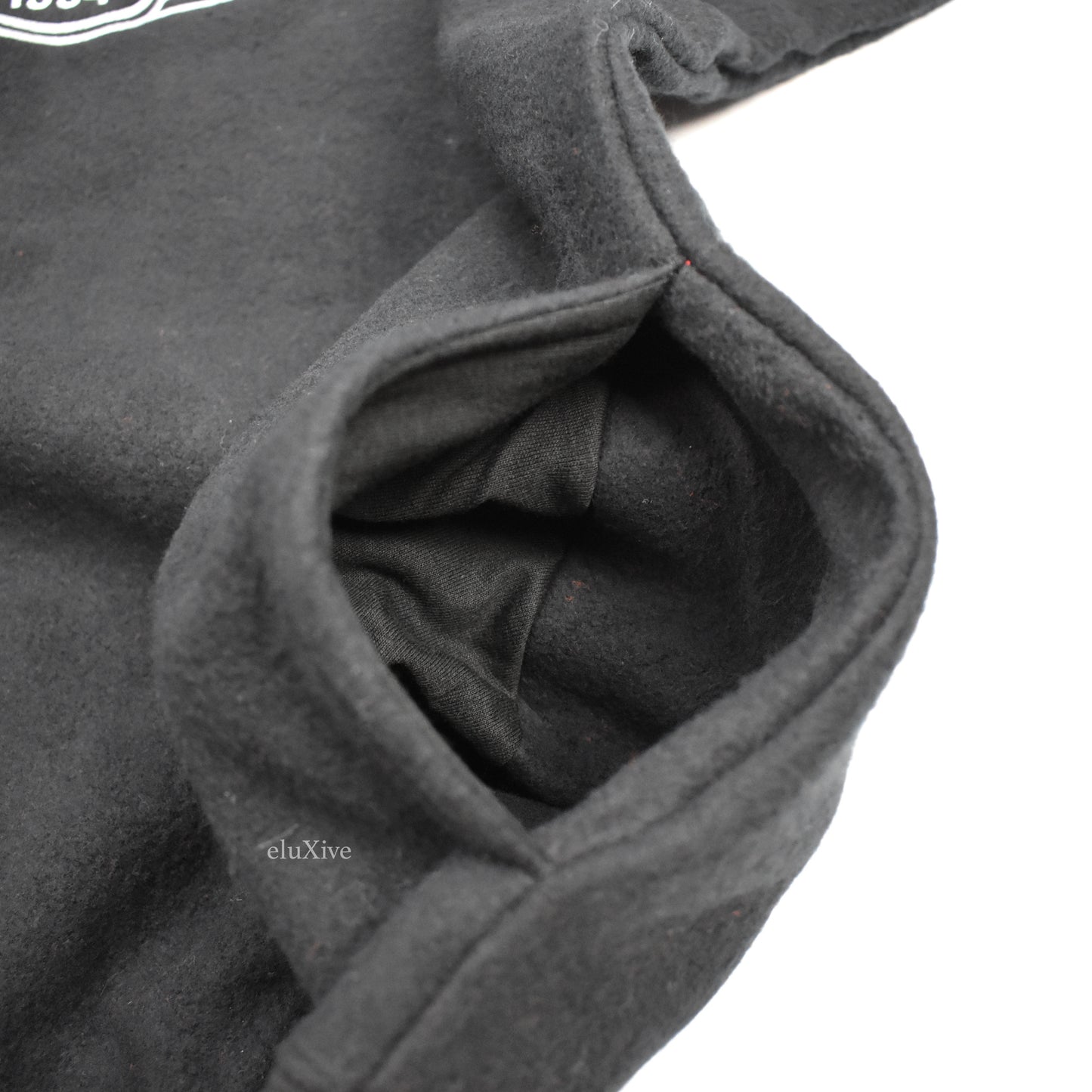 Supreme - Black Reverse Fleece Logo Hoodie