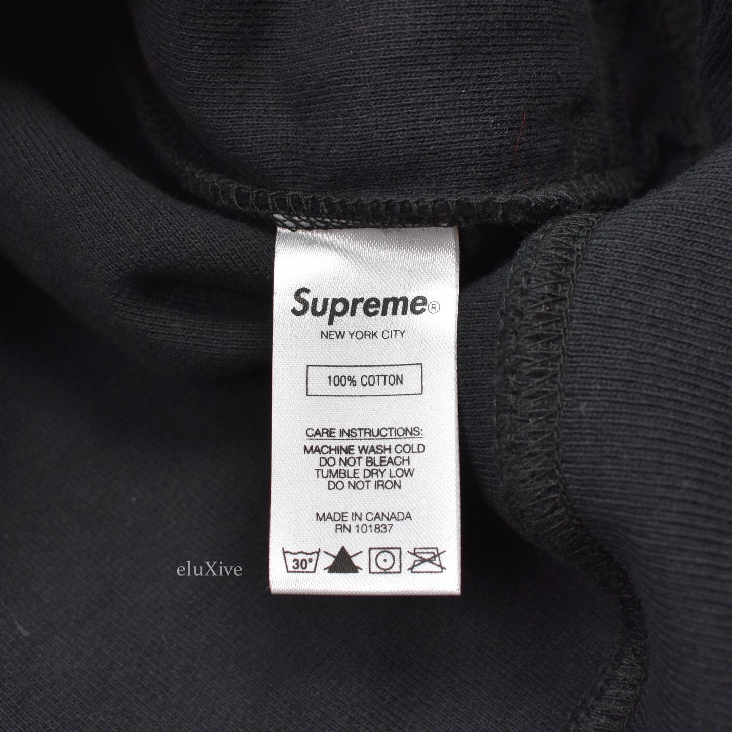 Supreme - Black Reverse Fleece Logo Hoodie
