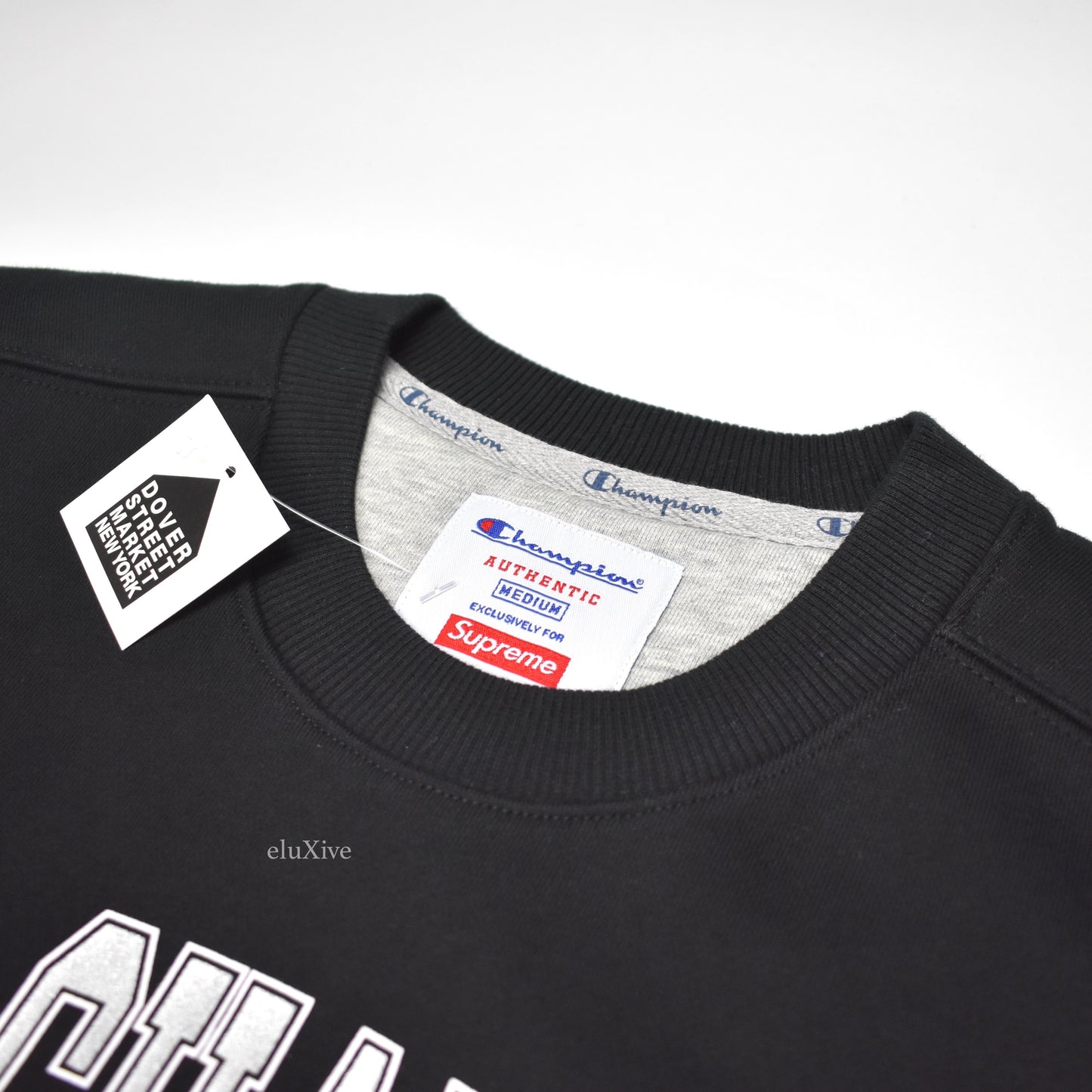 Supreme x Champion - Black 'Stay in School' Logo Sweatshirt