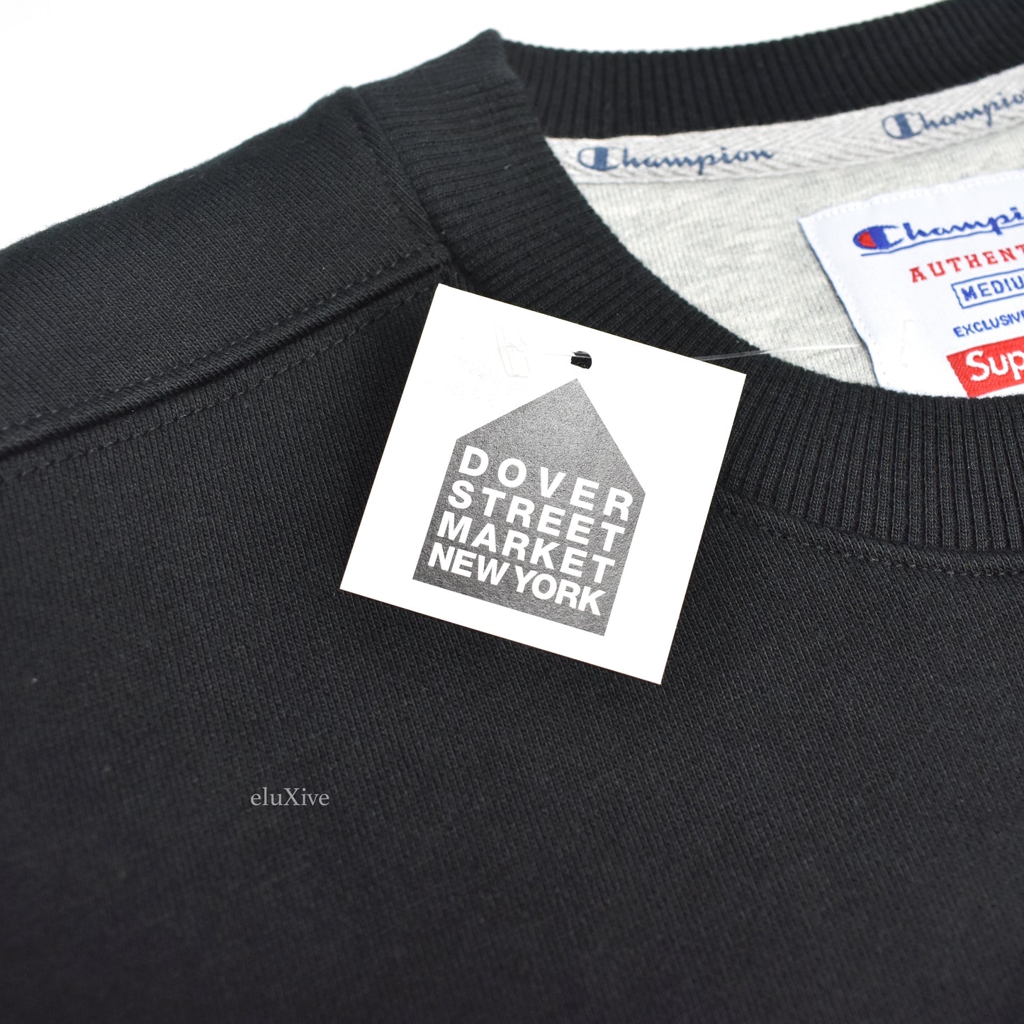 Supreme x Champion - Black 'Stay in School' Logo Sweatshirt