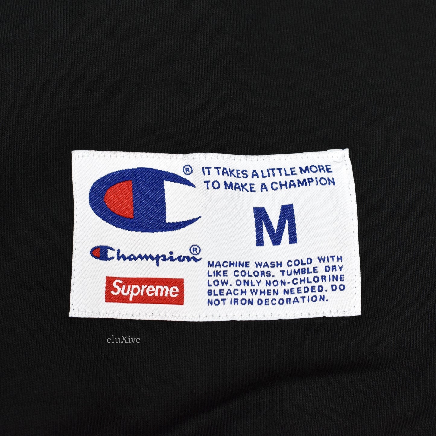 Supreme x Champion - Black 'Stay in School' Logo Sweatshirt