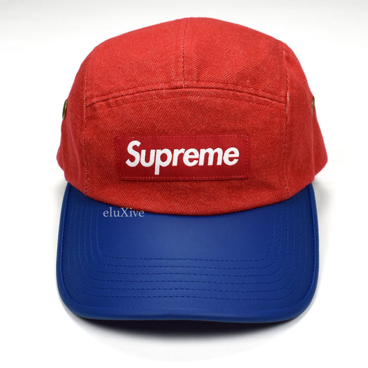 Supreme - 2-Tone Leather Brim Box Logo Hat (Red/Blue)