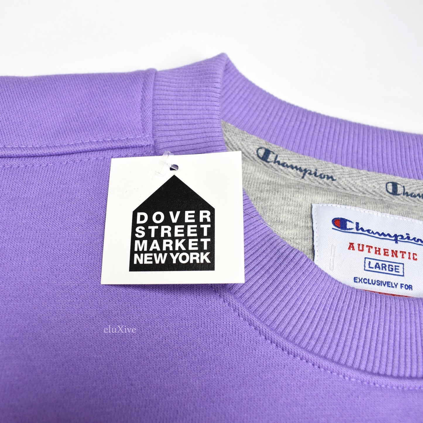 Supreme x Champion - Purple 'Stay in School' Logo Sweatshirt