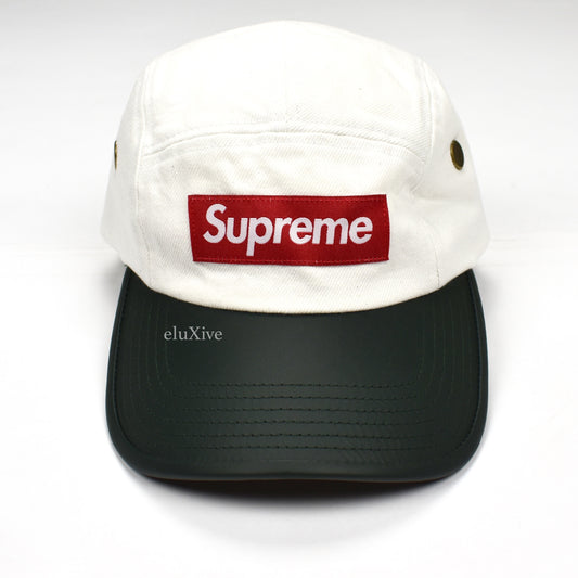 Supreme - 2-Tone Leather Brim Box Logo Hat (White/Green)