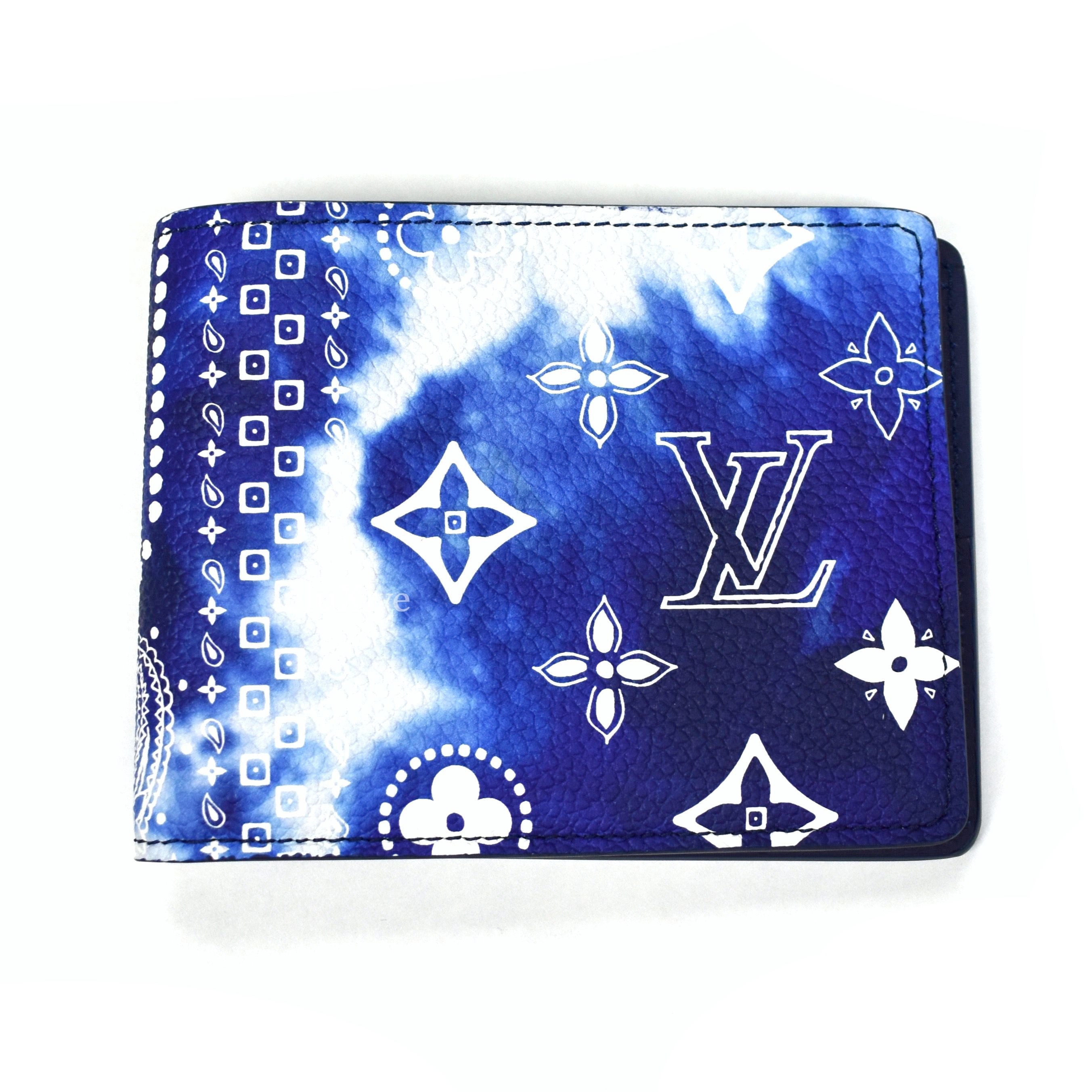 Louis Vuitton Black Blue Monogram Playground Slender Men's Wallet 1lk0228