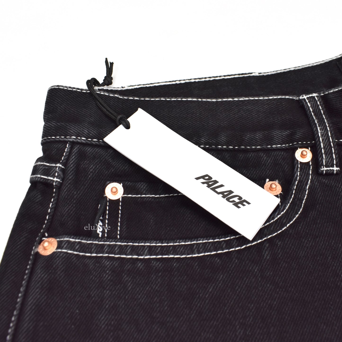 Palace - Snake Logo Embroidered 'Sphesh' Denim Shorts (Black)