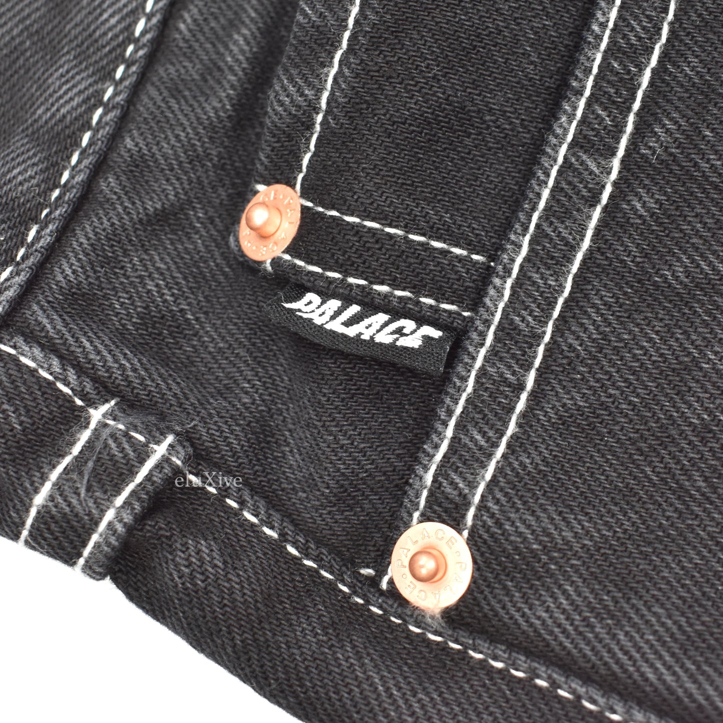 Palace - Snake Logo Embroidered 'Sphesh' Denim Shorts (Black)