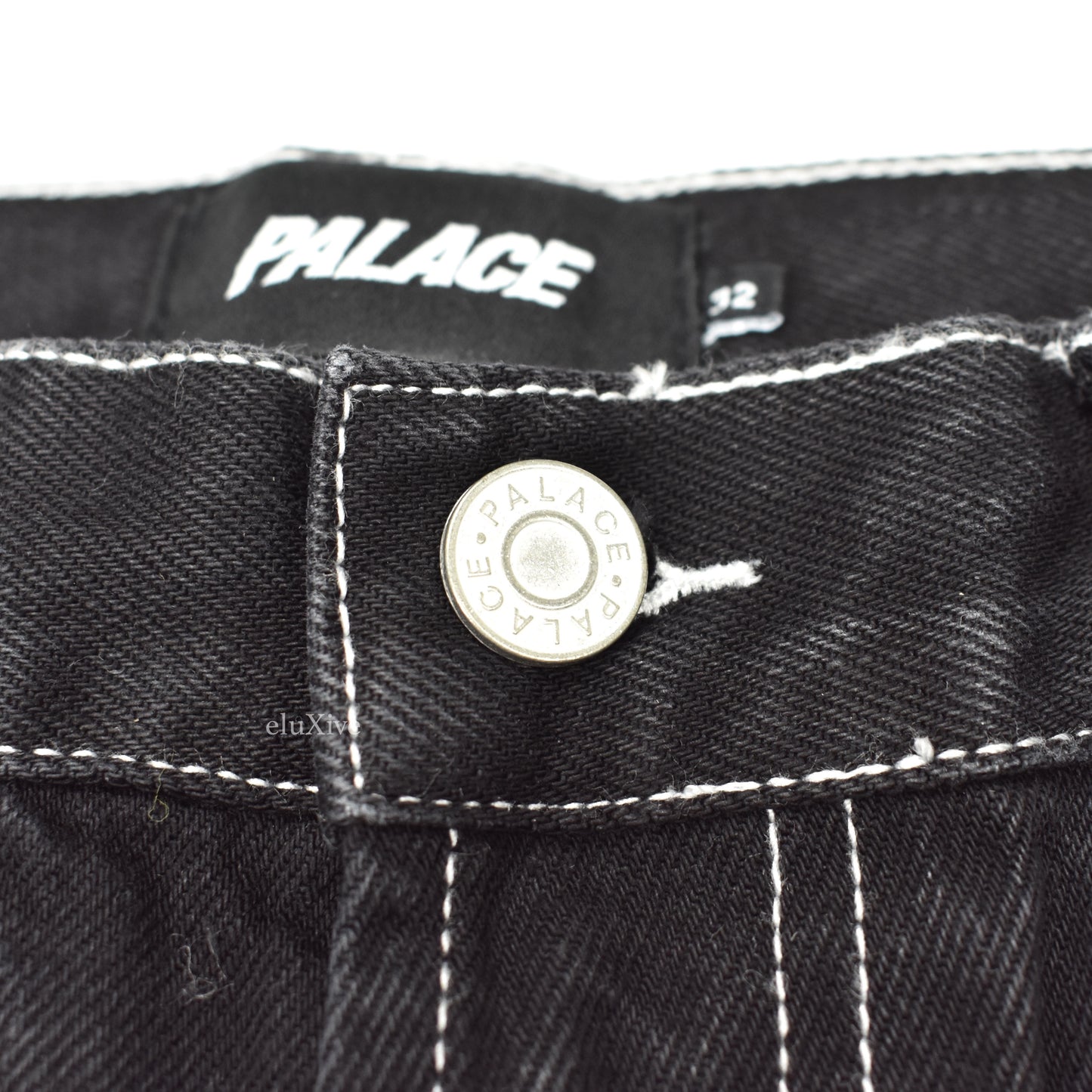 Palace - Snake Logo Embroidered 'Sphesh' Denim Shorts (Black)