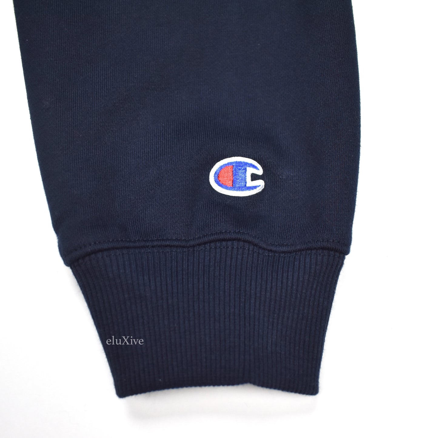 Supreme x Champion - Navy 'Stay in School' Logo Sweatshirt