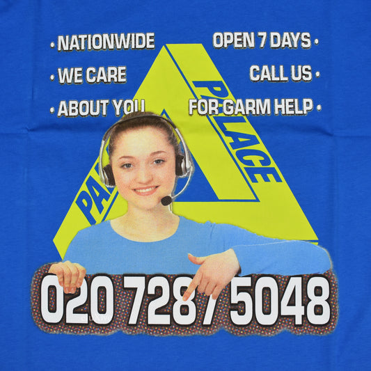 Palace - Bell Man Tri-Ferg Logo Phone Number T-Shirt (Blue)