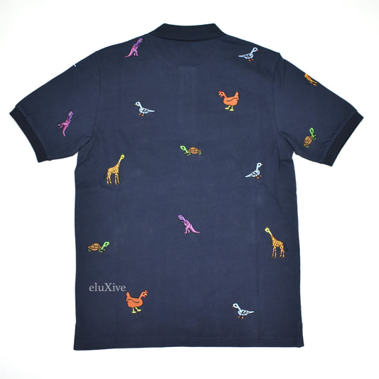 Palace - P-Logo Embroidered Animals Polo Shirt (Navy)
