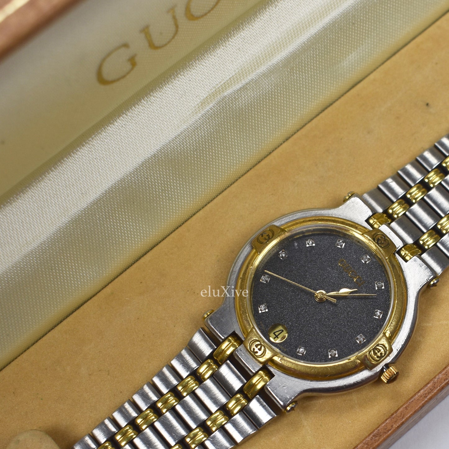 Gucci - 9000M Gold/Steel Diamond Dial Watch
