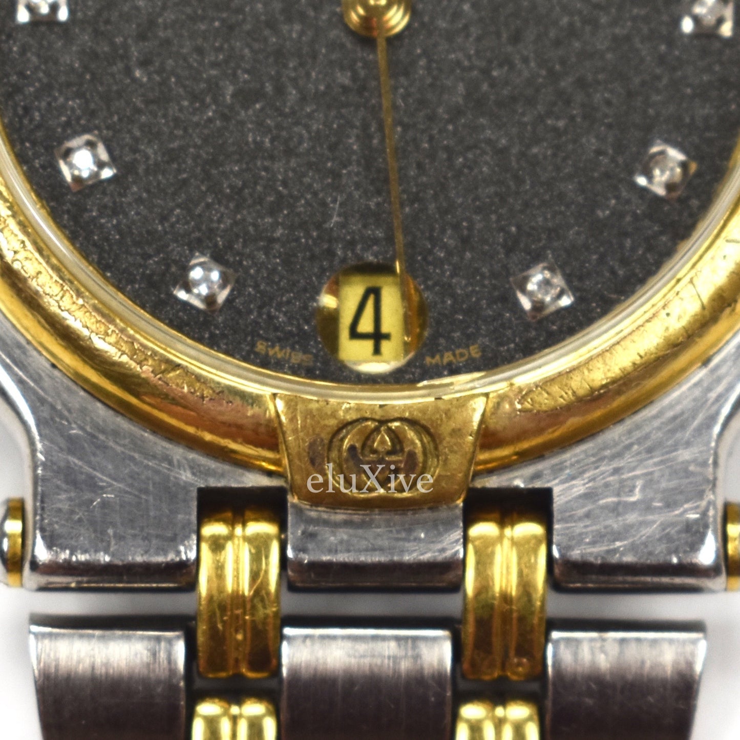 Gucci - 9000M Gold/Steel Diamond Dial Watch