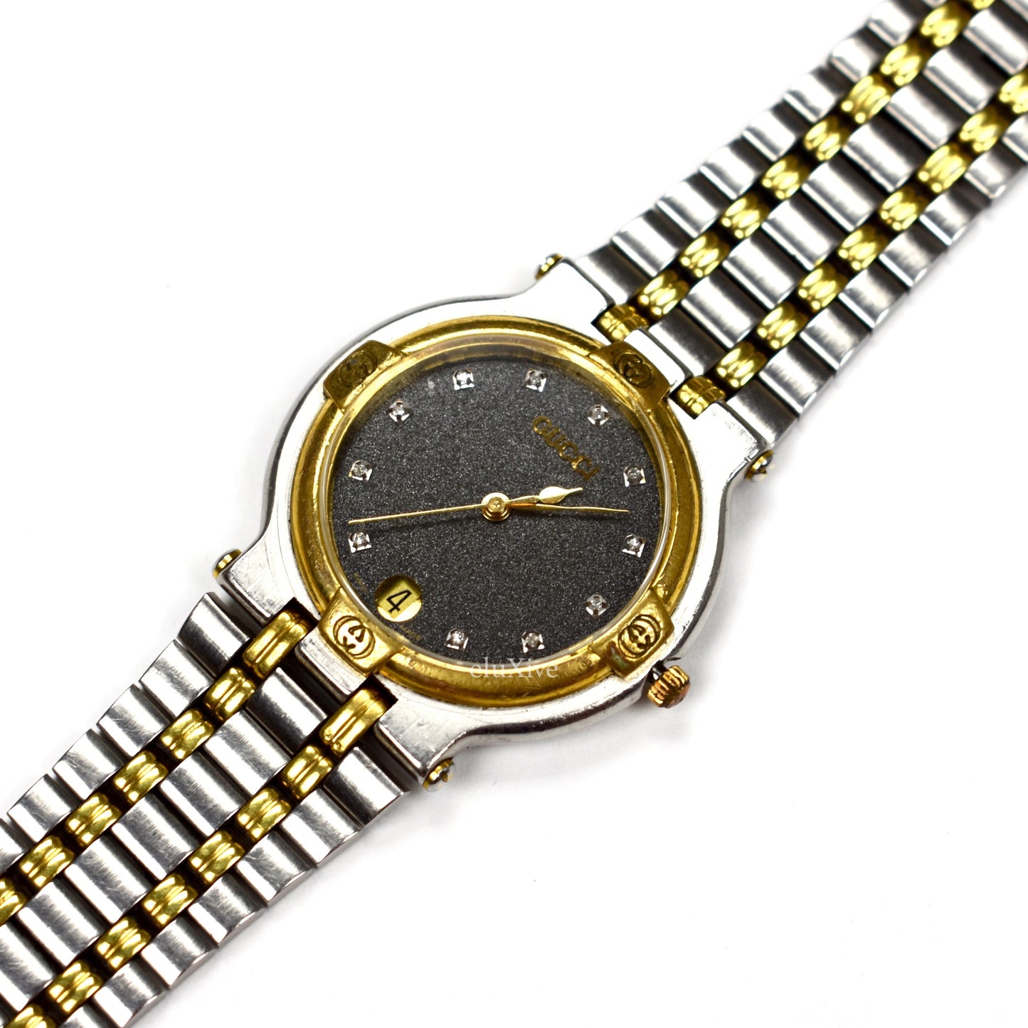 Gucci - 9000M Gold/Steel Diamond Dial Watch