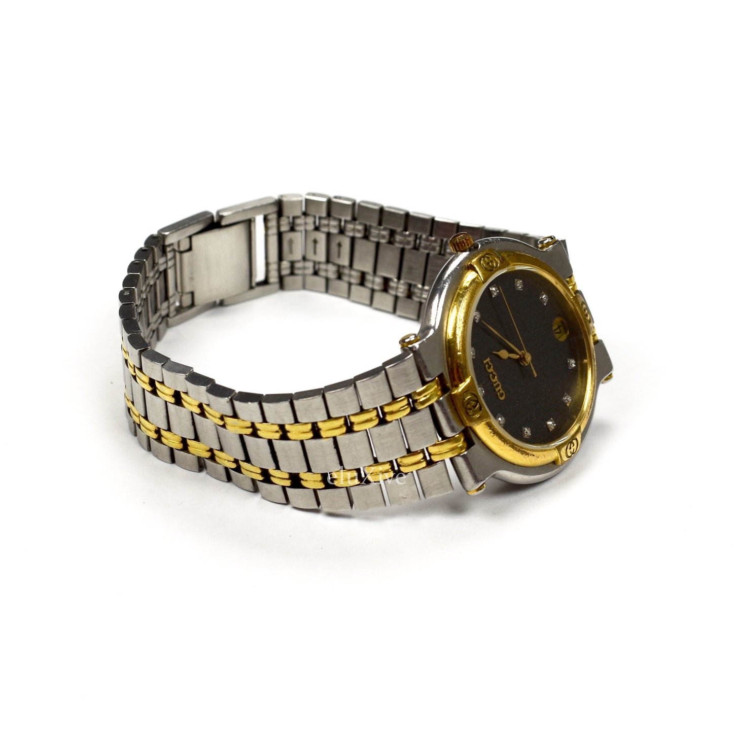 Gucci - 9000M Gold/Steel Diamond Dial Watch