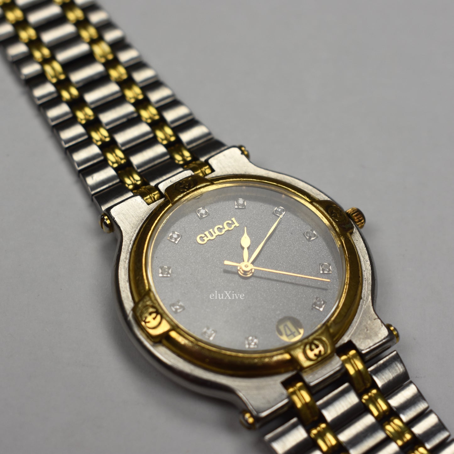 Gucci - 9000M Gold/Steel Diamond Dial Watch