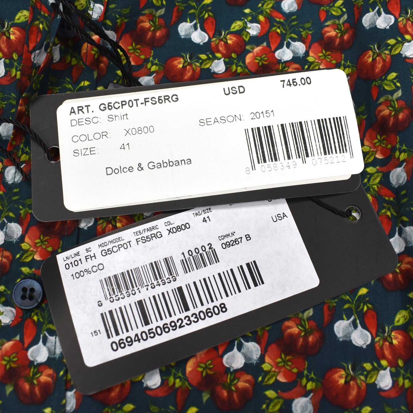 Dolce & Gabbana - Tomato / Garlic / Pepper Print Shirt
