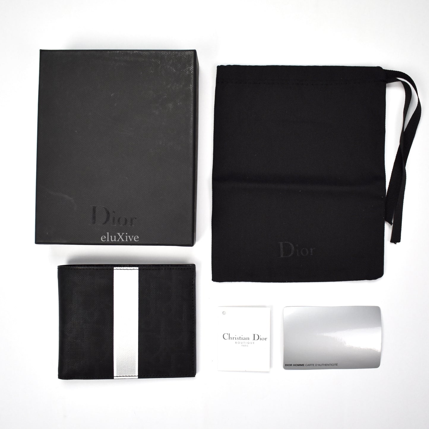 Dior - Black Monogram Logo Bifold Wallet
