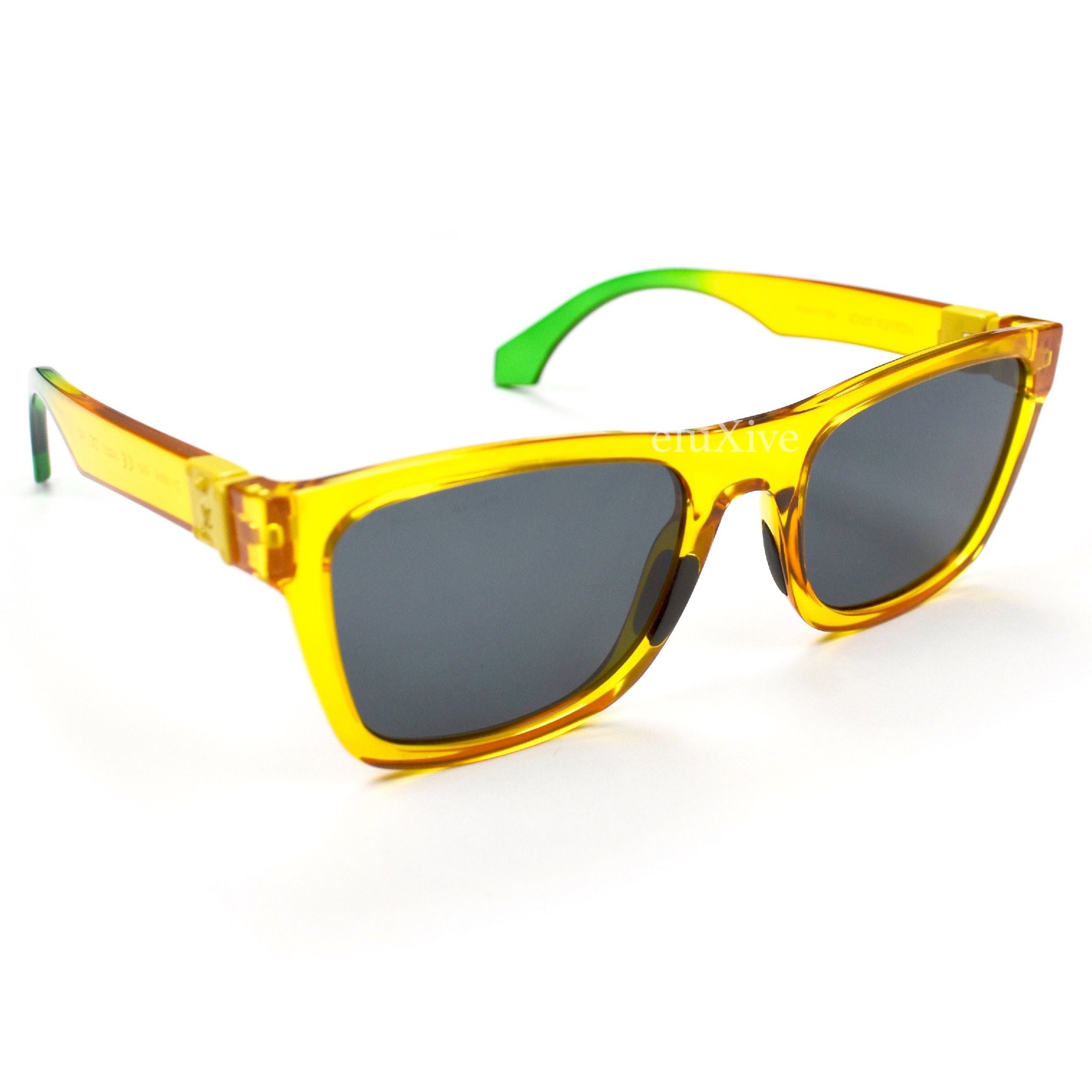 LOUIS VUITTON Z1188E LV Rainbow Square Sunglasses 54-21 Yellow Green  Plastic 052